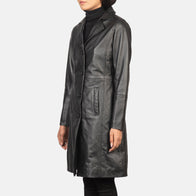 Alexis Black Single Breasted Leather Coat by Dash Racegear - women Jacket view 3
