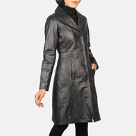 Alexis Black Single Breasted Leather Coat by Dash Racegear - women Jacket view 4