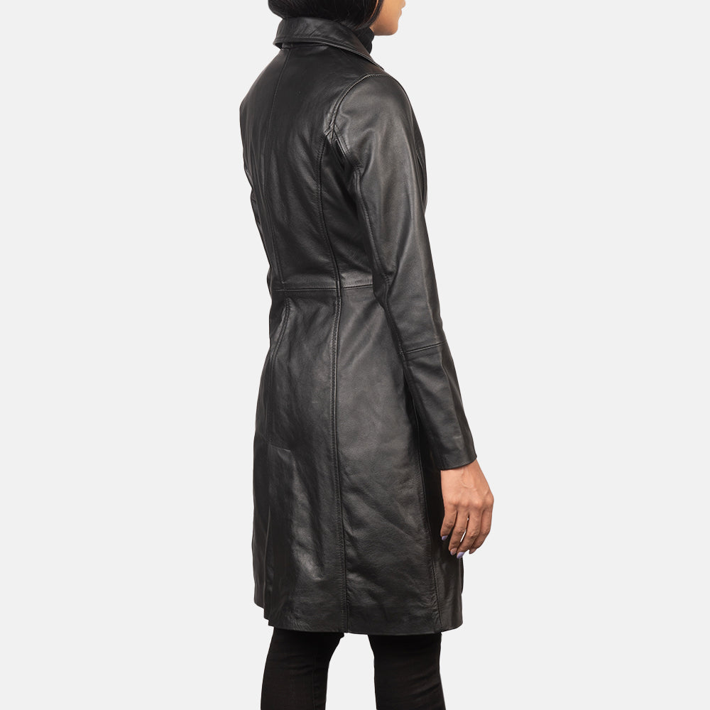 Alexis Black Single Breasted Leather Coat by Dash Racegear - women Jacket view 5