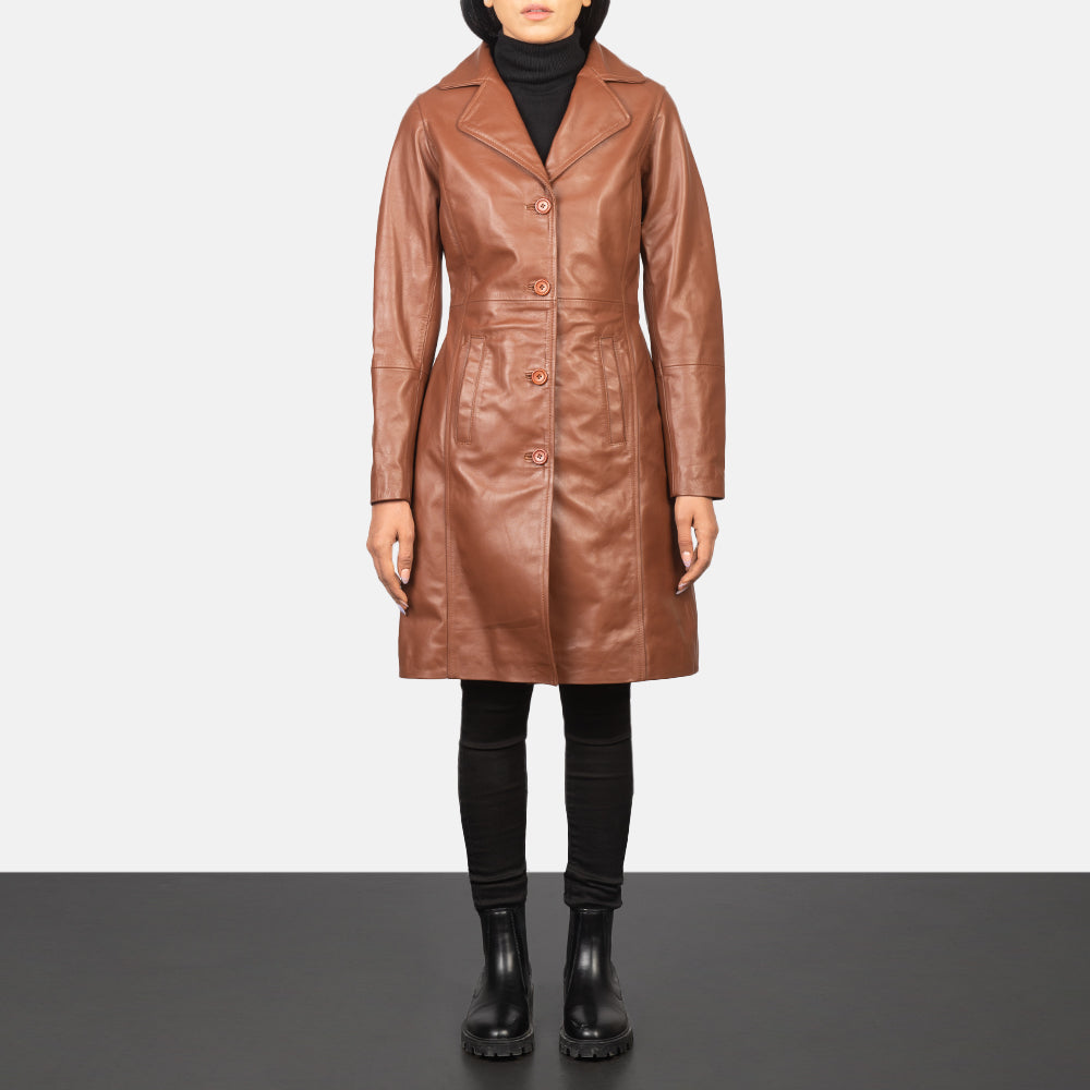 Alexis Brown Single Breasted Leather Coat by Dash Racegear - women Jacket view 3