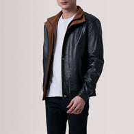 Alfred Black Leather Bomber Jacket by Dash Racegear - men Jacket view 4