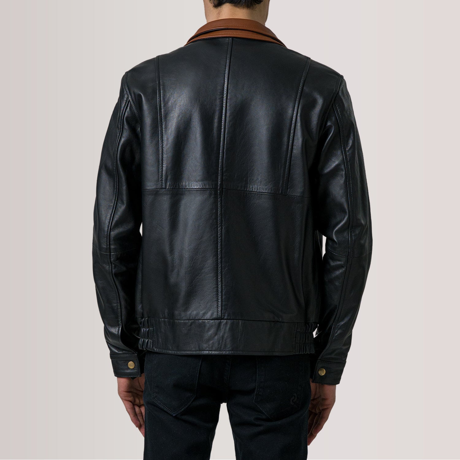Alfred Black Leather Bomber Jacket by Dash Racegear - men Jacket view 5