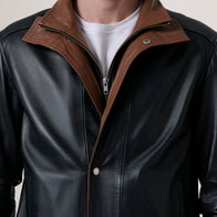 Alfred Black Leather Bomber Jacket by Dash Racegear - men Jacket view 6