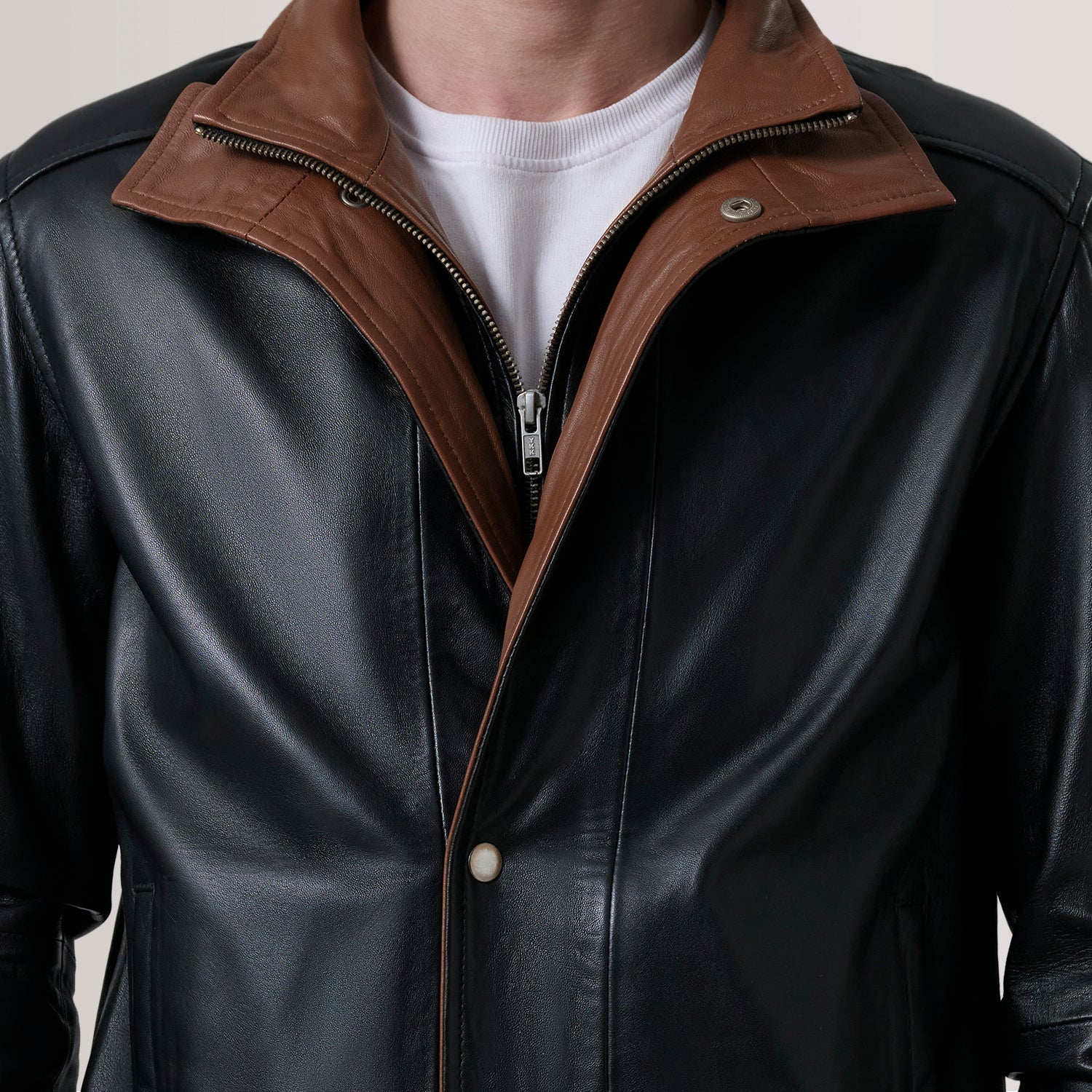 Alfred Black Leather Bomber Jacket by Dash Racegear - men Jacket view 6
