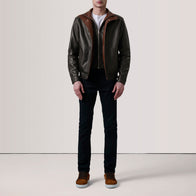 Alfred Brown Leather Bomber Jacket by Dash Racegear - men Jacket view 2