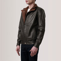 Alfred Brown Leather Bomber Jacket by Dash Racegear - men Jacket view 3