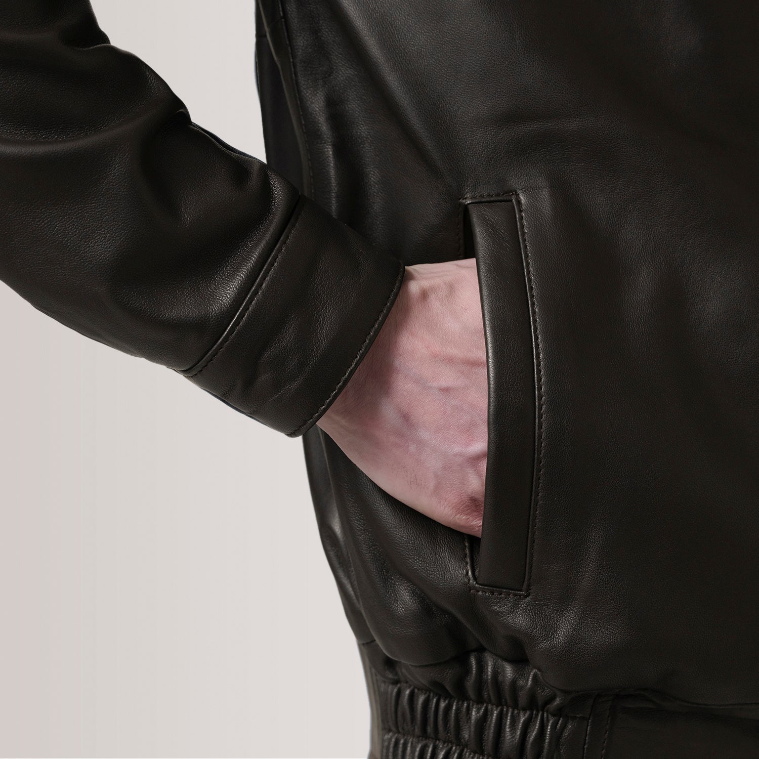 Alfred Brown Leather Bomber Jacket by Dash Racegear - men Jacket view 6