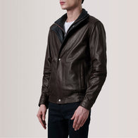 Alfred Maroon Leather Bomber Jacket by Dash Racegear - men Jacket view 3
