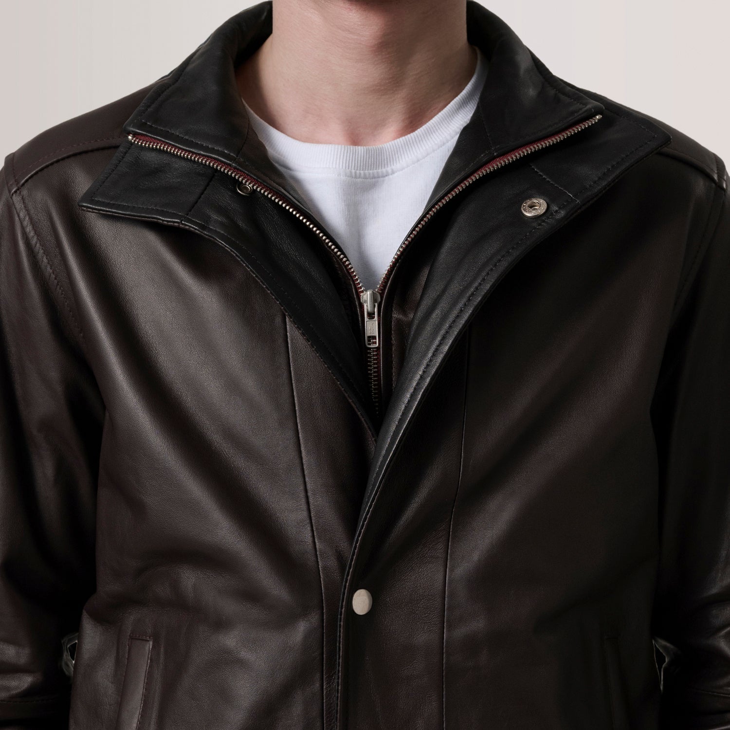Alfred Maroon Leather Bomber Jacket by Dash Racegear - men Jacket view 4