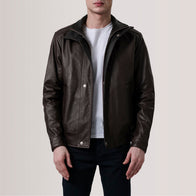 Alfred Maroon Leather Bomber Jacket by Dash Racegear - men Jacket view 6