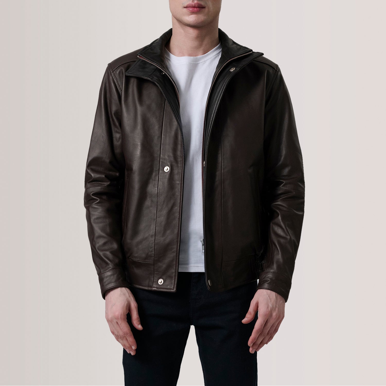 Alfred Maroon Leather Bomber Jacket by Dash Racegear - men Jacket view 6