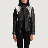Alia Metallic Black Leather Biker Jacket by Dash Racegear - women Jacket view 1