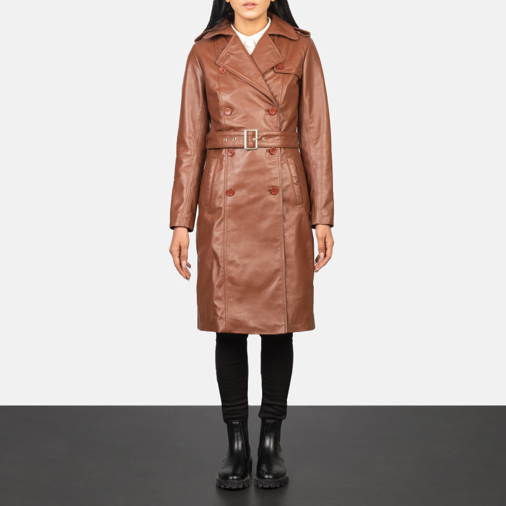 Alice Brown Double Breasted Leather Coat by Dash Racegear - women Jacket view 1