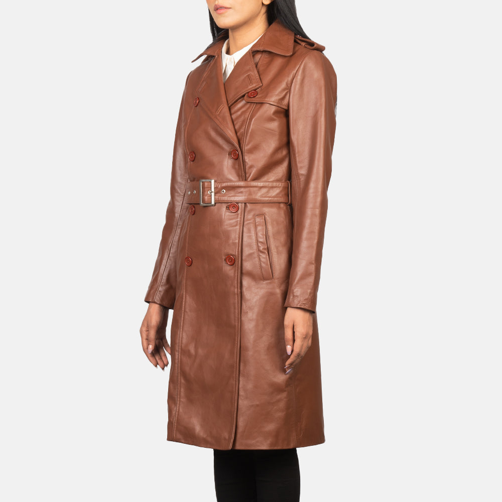 Alice Brown Double Breasted Leather Coat by Dash Racegear - women Jacket view 2