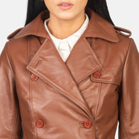 Alice Brown Double Breasted Leather Coat by Dash Racegear - women Jacket view 6