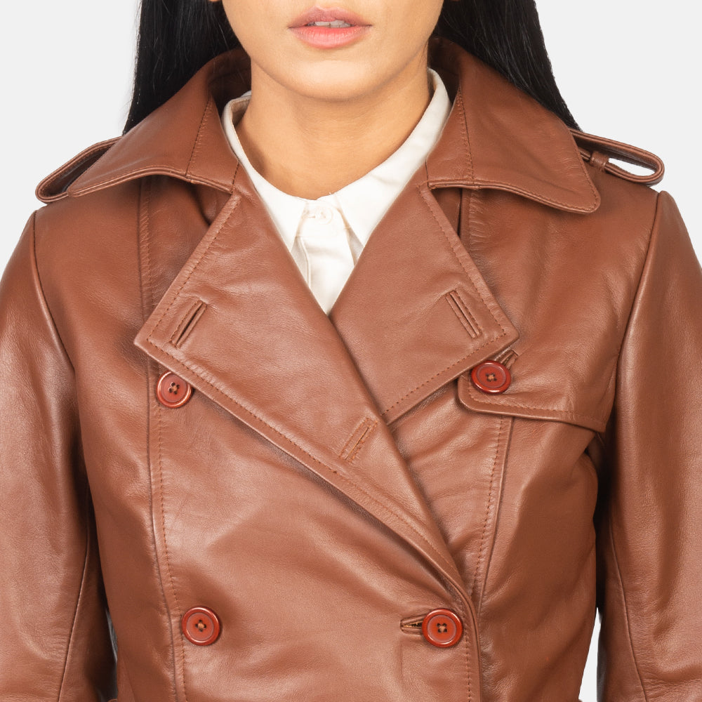 Alice Brown Double Breasted Leather Coat by Dash Racegear - women Jacket view 6