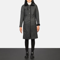 Alina Shearling Black Leather Coat by Dash Racegear - women Jacket view 1