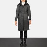 Alina Shearling Black Leather Coat by Dash Racegear - women Jacket view 3