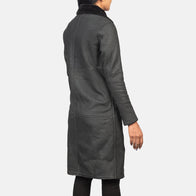 Alina Shearling Black Leather Coat by Dash Racegear - women Jacket view 5