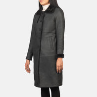 Alina Shearling Black Leather Coat by Dash Racegear - women Jacket view 6
