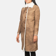 Alina Shearling Brown Leather Coat by Dash Racegear - women Jacket view 1