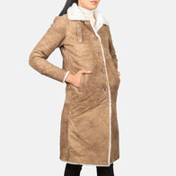 Alina Shearling Brown Leather Coat by Dash Racegear - women Jacket view 2