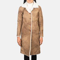Alina Shearling Brown Leather Coat by Dash Racegear - women Jacket view 5