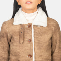 Alina Shearling Brown Leather Coat by Dash Racegear - women Jacket view 6