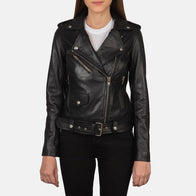 Alison Black Leather Biker Jacket by Dash Racegear - women Jacket view 1