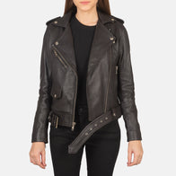 Alison Brown Leather Biker Jacket by Dash Racegear - women Jacket view 1