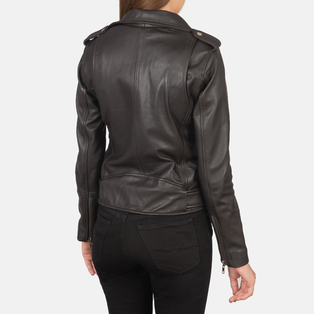 Alison Brown Leather Biker Jacket by Dash Racegear - women Jacket view 5