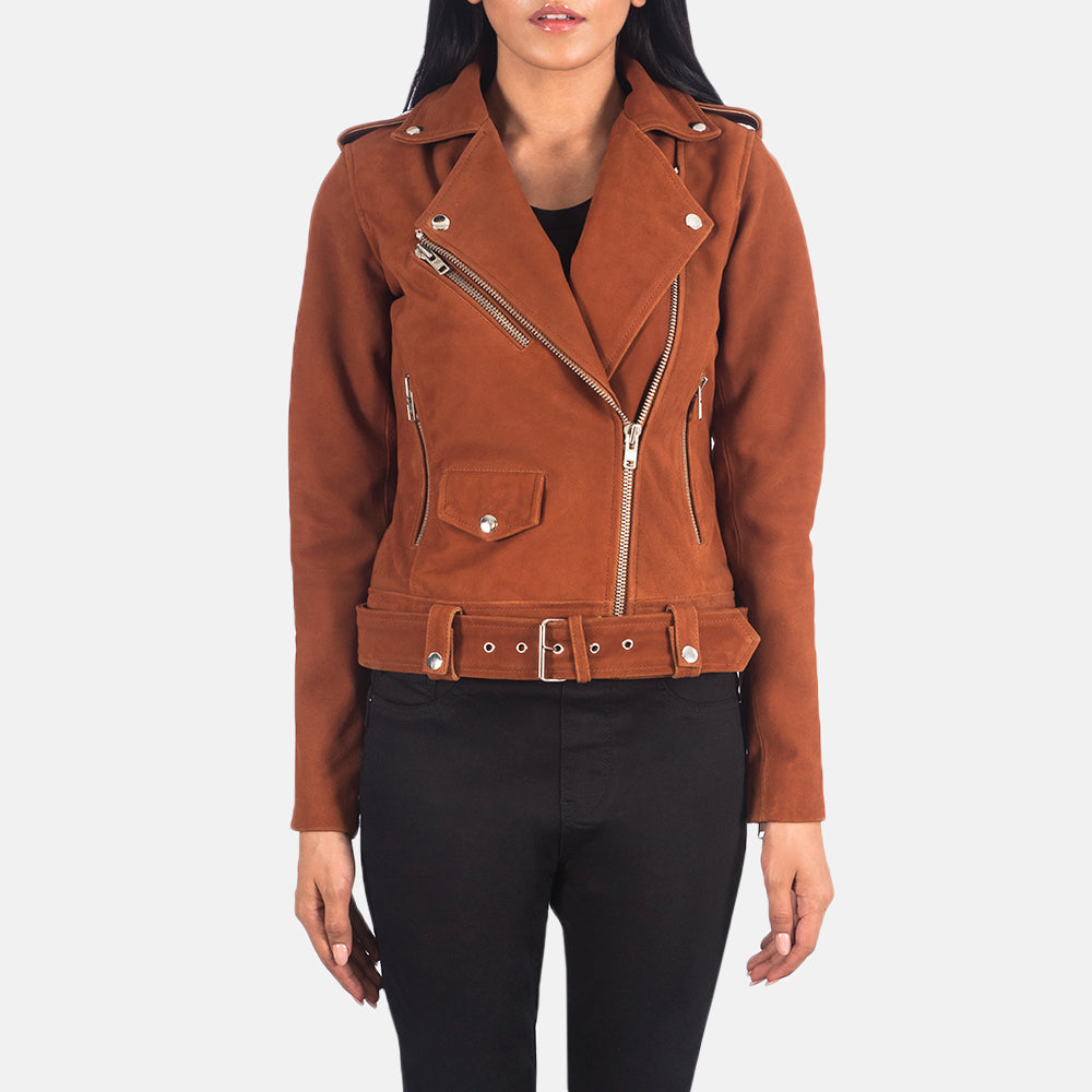 Alison Brown Suede Biker Jacket by Dash Racegear - women Jacket view 1