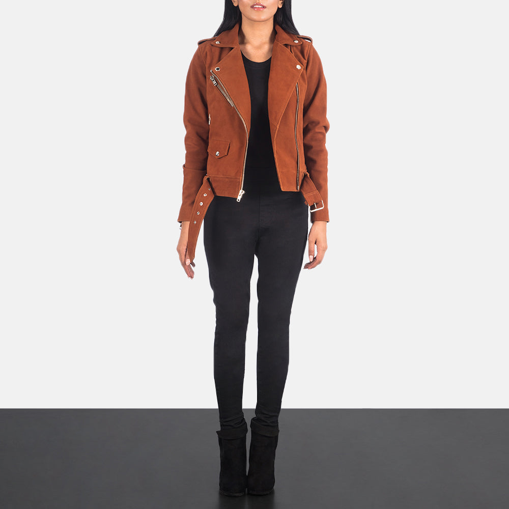 Alison Brown Suede Biker Jacket by Dash Racegear - women Jacket view 3