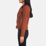 Alison Brown Suede Biker Jacket by Dash Racegear - women Jacket view 6