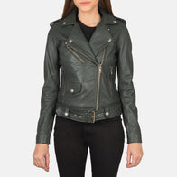 Alison Green Leather Biker Jacket by Dash Racegear - women Jacket view 4