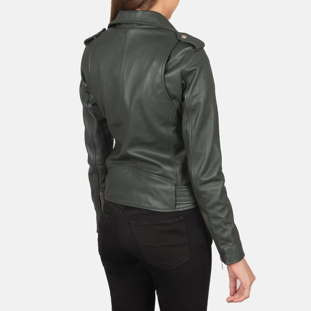 Alison Green Leather Biker Jacket by Dash Racegear - women Jacket view 5