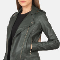 Alison Green Leather Biker Jacket by Dash Racegear - women Jacket view 6