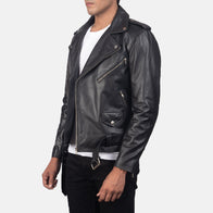 Allaric Alley Black Leather Biker Jacket by Dash Racegear - men Jacket view 2