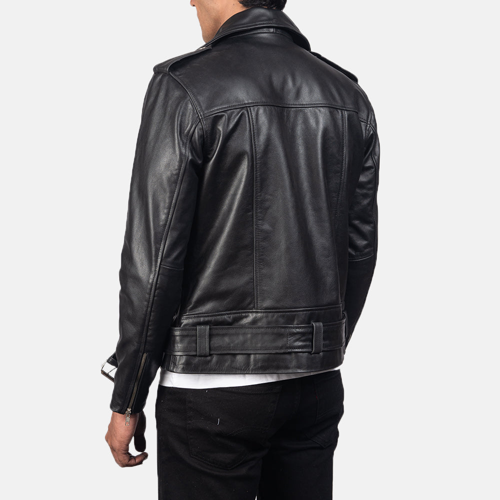 Allaric Alley Black Leather Biker Jacket by Dash Racegear - men Jacket view 5