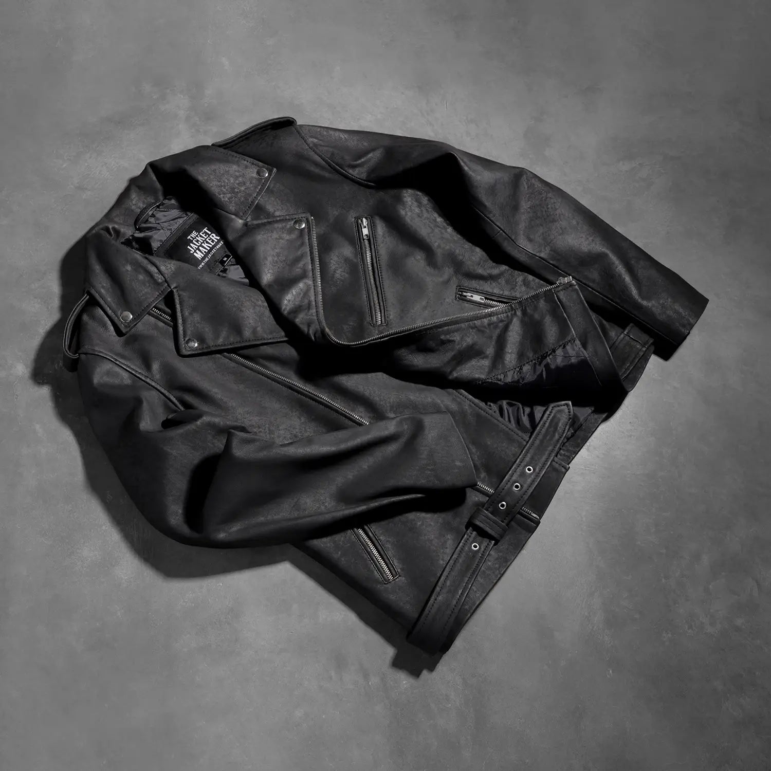 Allaric Alley Distressed Black Leather Biker Jacket by Dash Racegear - men Jacket view 7