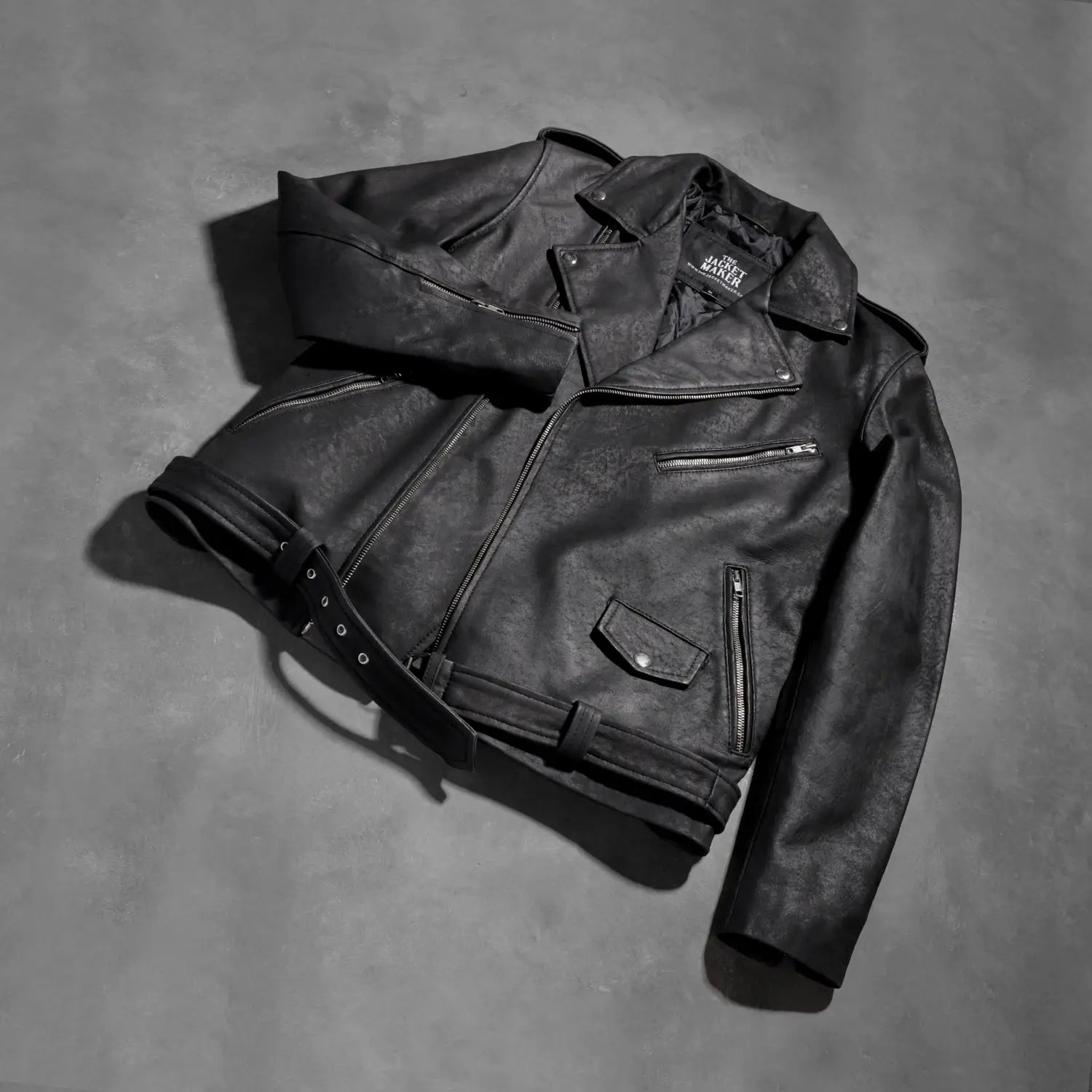Allaric Alley Distressed Black Leather Biker Jacket by Dash Racegear - men Jacket view 8