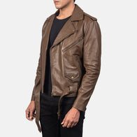 Allaric Alley Mocha Leather Biker Jacket by Dash Racegear - men Jacket view 2