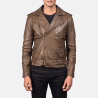 Allaric Alley Mocha Leather Biker Jacket by Dash Racegear - men Jacket view 3