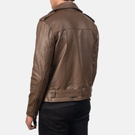 Allaric Alley Mocha Leather Biker Jacket by Dash Racegear - men Jacket view 5