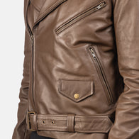Allaric Alley Mocha Leather Biker Jacket by Dash Racegear - men Jacket view 6