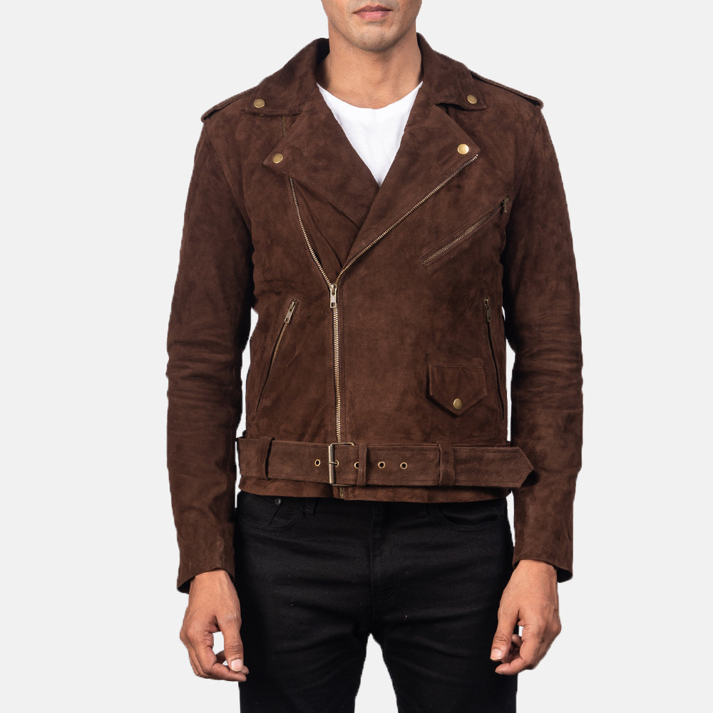 Allaric Alley Mocha Suede Biker Jacket by Dash Racegear - men Jacket view 2