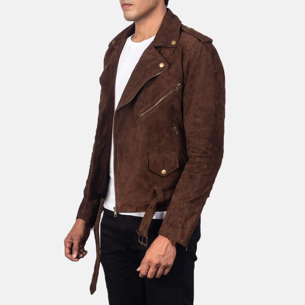 Allaric Alley Mocha Suede Biker Jacket by Dash Racegear - men Jacket view 3