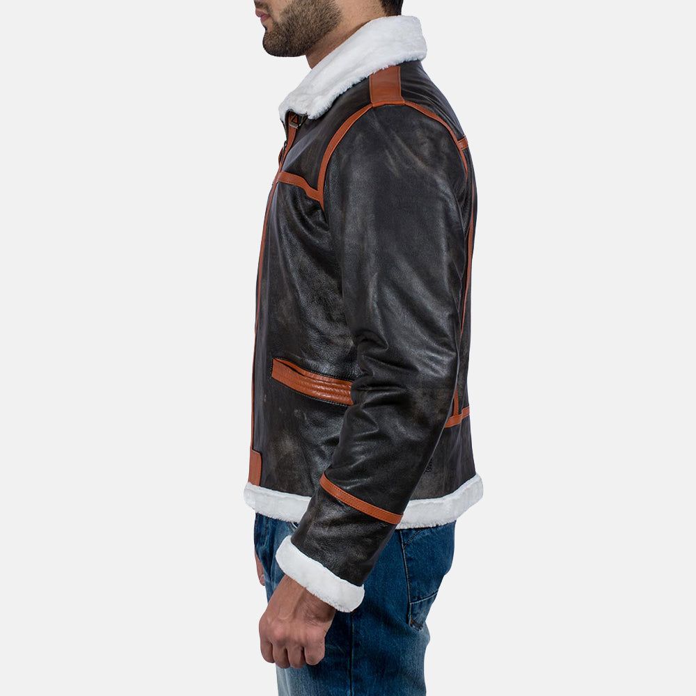 Alpine Brown Fur Leather Jacket by Dash Racegear - men Jacket view 4