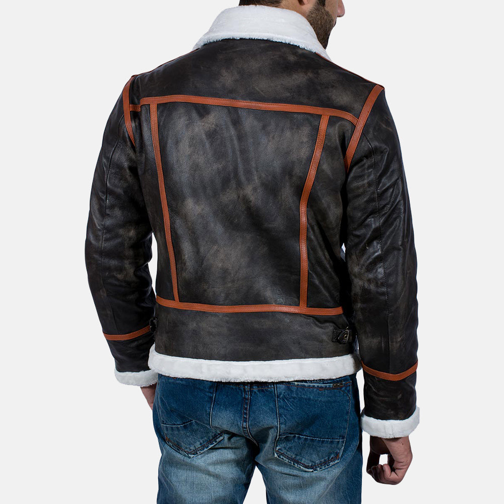Alpine Brown Fur Leather Jacket by Dash Racegear - men Jacket view 5