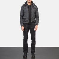 Alps Quilted Black Hooded Windbreaker Jacket by Dash Racegear - men Jacket view 3